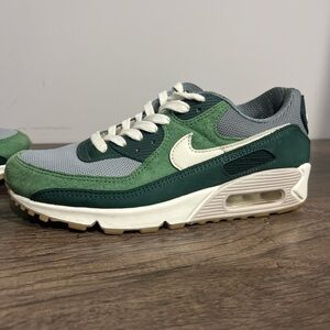 Nike Air Force 1 Forest Green and Light Gray Sneakers